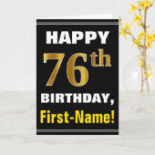 Gras, Noir, Faux Or 76e anniversaire avec carte de (Fleur jaune)