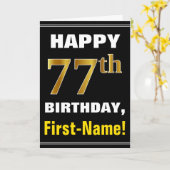 Gras, Noir, Faux Or 77e anniversaire avec carte de (Fleur jaune)