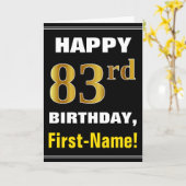 Gras, Noir, Faux Or 83e anniversaire avec carte de (Fleur jaune)