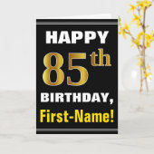 Gras, Noir, Faux Or 85e anniversaire avec carte de (Fleur jaune)