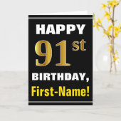 Gras, Noir, Faux Or 91e anniversaire avec carte de (Fleur jaune)