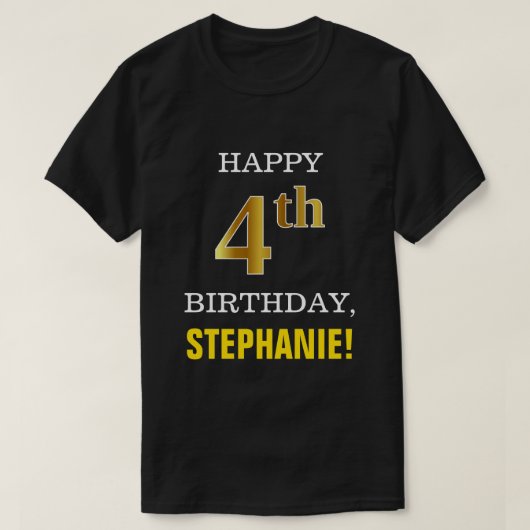 Gras, Noir, Faux Or T-Shirt pour 4ème Anniversaire (Design devant)