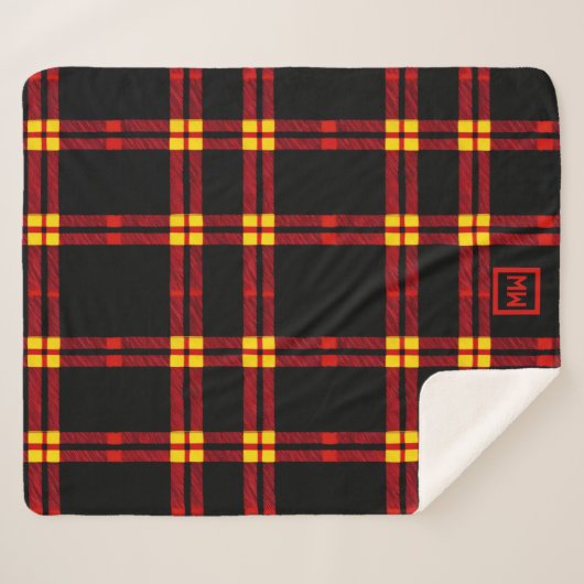 Gras, noir, rouge, monogramme jaune plaid (Devant (Horizontal))