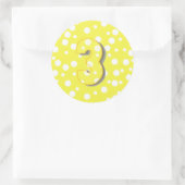 Gras numéro trois 3 Stickers Jaune d'anniversaire (Sac)
