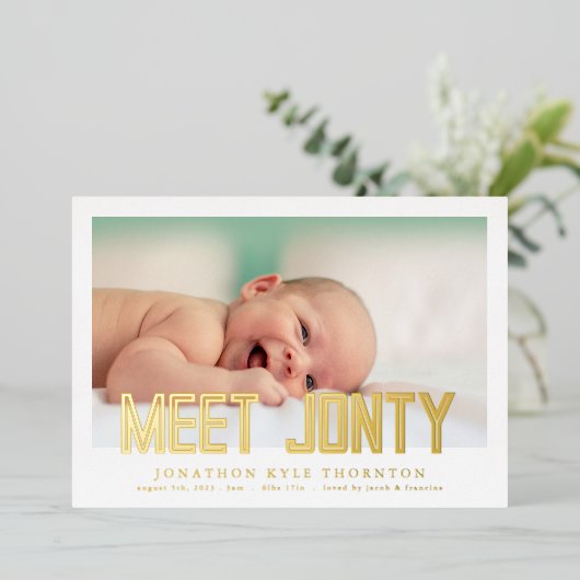 Gras | Photo Collage bébé faire-part de naissance (Debout devant)