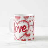 Gras Red Love Hearts en céramique Mug (Devant gauche)