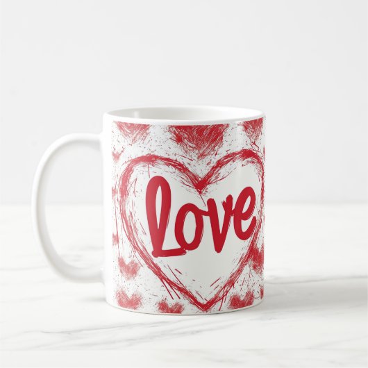 Gras Red Love Hearts en céramique Mug (Gauche)