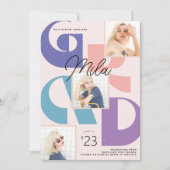 Gras Retro 3 photo Faire-part de graduation (Devant)