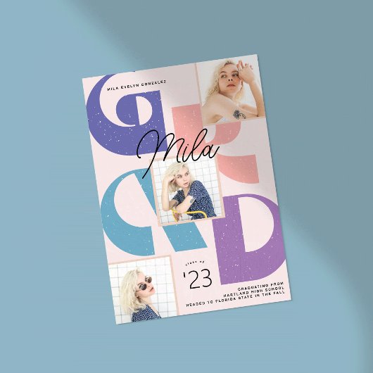 Gras Retro 3 photo Faire-part de graduation