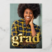 Gras retro grad one photo graduation faire-part