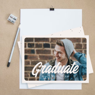 Gras Retro Graduation Photo Faire-part Card
