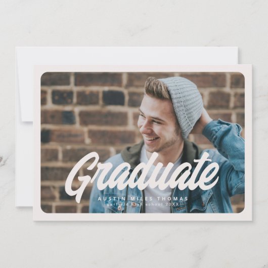 Gras Retro Graduation Photo Faire-part Card (Devant)