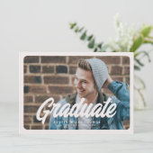 Gras Retro Graduation Photo Faire-part Card (Debout devant)