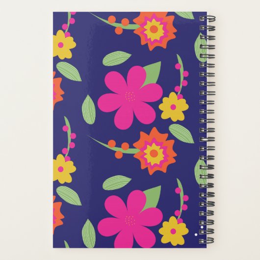 Gras Retro Monogram Floral Neon Planner (Dos)