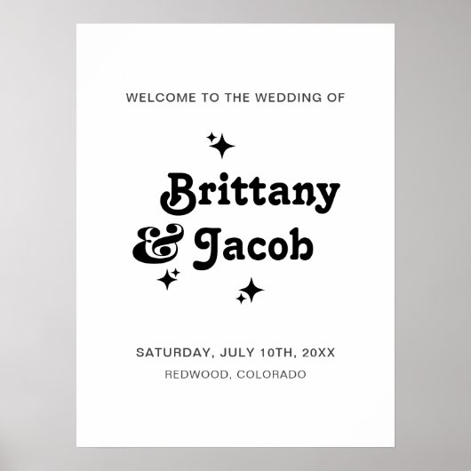 Gras Retro Typographie Mariage Accueil Poster (Devant)