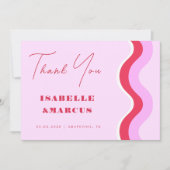 Gras Retro Wave rose et Merci Mariage rouge (Devant)