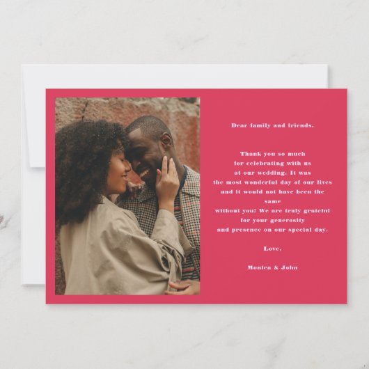 Gras Retro Wave rose et Merci Mariage rouge (Dos)