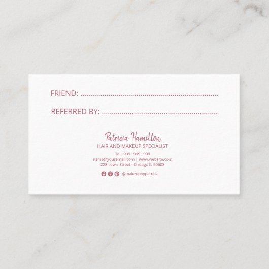 Gras Rose Envoyer Une Carte De Référence Élégante  (Dos)