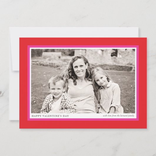 Gras Rouge Cadre Valentine's Day Flat Carte photo (Devant)