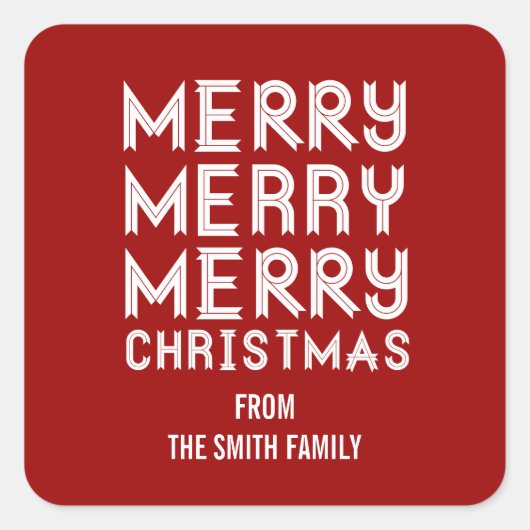 Gras rouge et blanc Joyeux Étiquettes cadeaux de N (Devant)