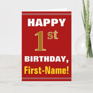 Gras, Rouge, Faux Gold 1er anniversaire avec carte