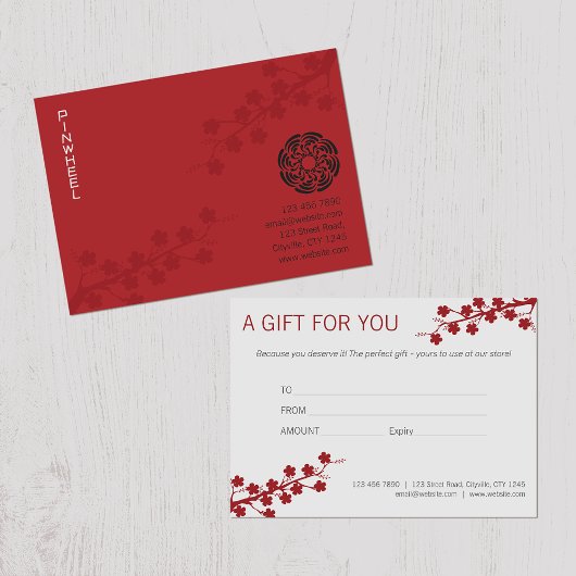 Gras rouge floral certificat cadeau