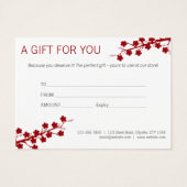 Gras rouge floral certificat cadeau (Dos)