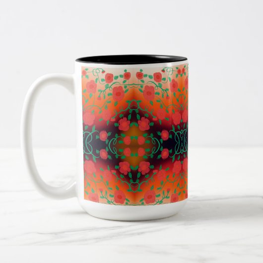 Gras Rouge Floral Designer Café Mug (Gauche)