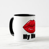 Gras Rouge lèvres Ma maman Mug Fun Cadeau élégant (Devant gauche)