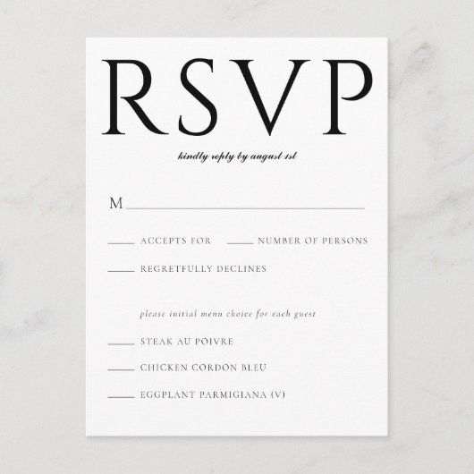 Gras RSVP Insérer une carte postale (Devant)