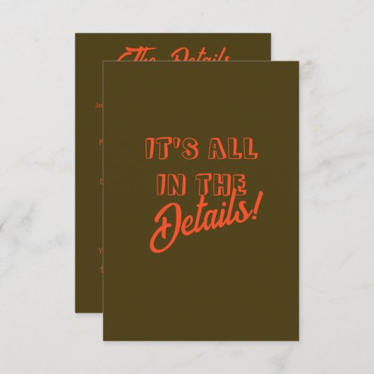 Gras Rustic Western Boho Mariage Détails Carte (Devant / Derrière)