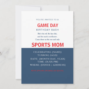 Gras Sans Serif Invitation drôle maman de sport