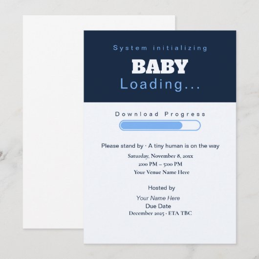 Gras Sans Serif Simple Invitation | bébé en charge (Devant / Derrière)