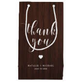 Gras Script Rustique Bois Motif Merci sac cadeau (Devant)
