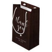 Gras Script Rustique Bois Motif Merci sac cadeau (Dos Angle)