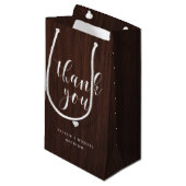 Gras Script Rustique Bois Motif Merci sac cadeau (Devant Angle)