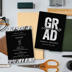 Gras Silver GRAD élégant Invitation de la fête de 