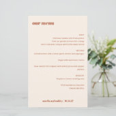 Gras Simple Boho Rust Simple Custom Wedding Menu (Debout devant)