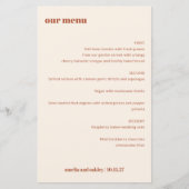 Gras Simple Boho Rust Simple Custom Wedding Menu (Devant)