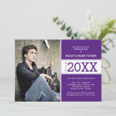 Gras Sporty Purple Photo Faire-part de graduation (Debout devant)