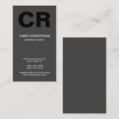 Gras Texte Monogramme Gris noir Carte de visite (Devant / Derrière)