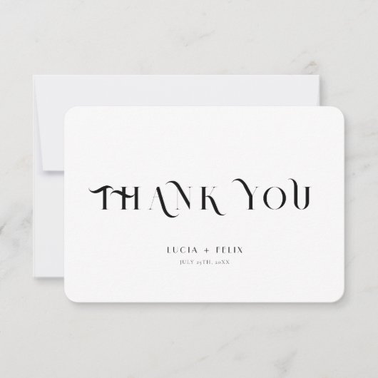 Gras Texte noir et blanc Carte de remerciements mo (Devant)