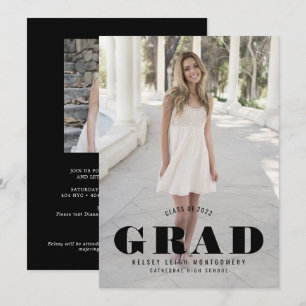 Gras Type Graduation Photo Faire-part et partie