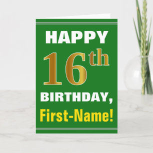Gras, Vert, Faux Gold 16e anniversaire avec carte 