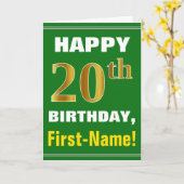 Gras, Vert, Faux Gold 20e anniversaire avec carte  (Fleur jaune)