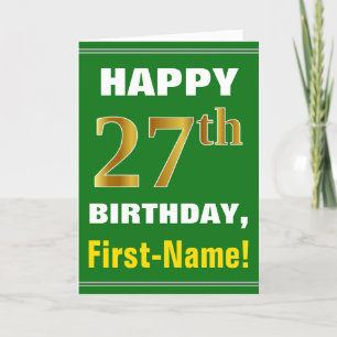 Gras, Vert, Faux Gold 27e anniversaire avec carte 