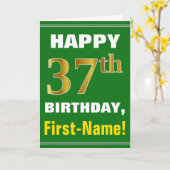 Gras, Vert, Faux Gold 37e anniversaire avec carte (Fleur jaune)