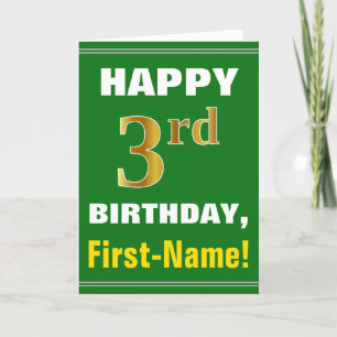 Gras, Vert, Faux Gold 3e anniversaire avec carte d