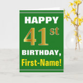 Gras, Vert, Faux Gold 41e anniversaire avec carte (Fleur jaune)