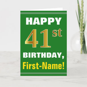 Gras, Vert, Faux Gold 41e anniversaire avec carte 